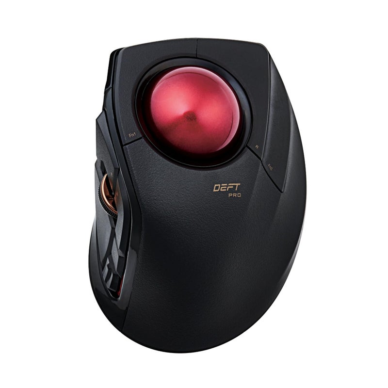 ELECOM DEFT PRO Trackball Mouse, Wired, Wireless, Bluetooth 3 Types Connection, Ergonomic Design, 8-Button Function, Red Ball, Windows11, MacOS (M-DPT1MRXBK) - Image 1